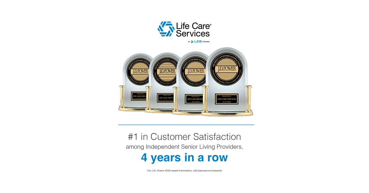 Life Care Services awarded with JD Power's #1 in Customer Satisfaction for four years in a row.