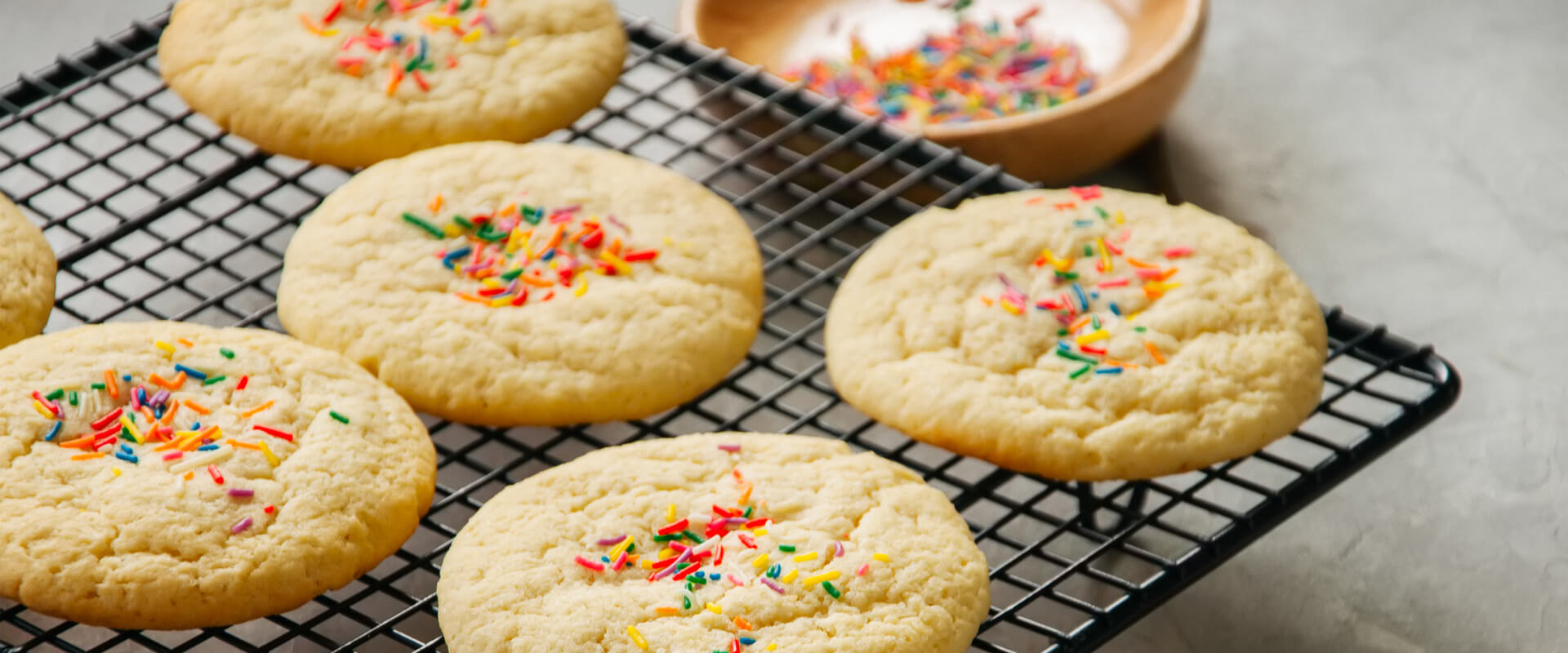 Sugar cookies on a cooling rack